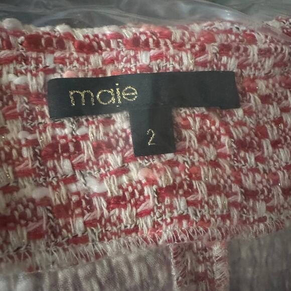 Maje Tweed Mini Dress V Neck with Ethnic Trim‎ women’s size 2 recycled polyester - Picture 10 of 16